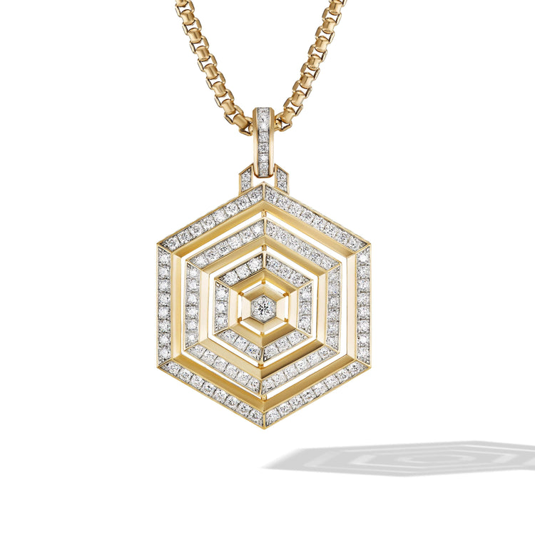 Carlyle Pendant in 18K Yellow Gold with Full Pave Diamonds - David Yurman- Diamond Cellar