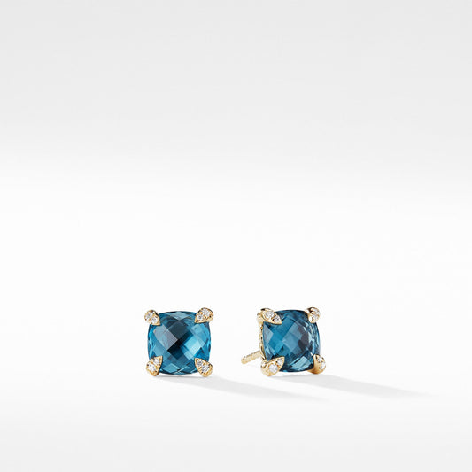 Chatelaine Earrings with Hampton Blue Topaz in 18K Gold - David Yurman- Diamond Cellar