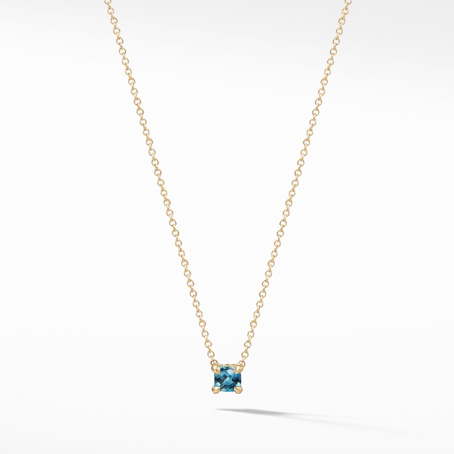 Chatelaine Kids Necklace with Hampton Blue Topaz in 18K Gold, 4mm - David Yurman- Diamond Cellar