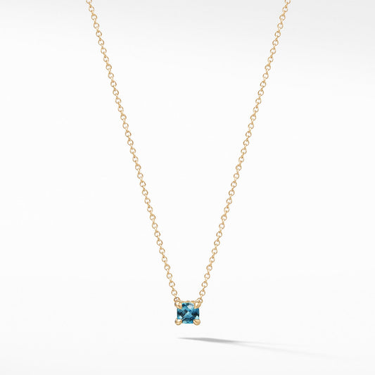 Chatelaine Kids Necklace with Hampton Blue Topaz in 18K Gold, 4mm - David Yurman- Diamond Cellar