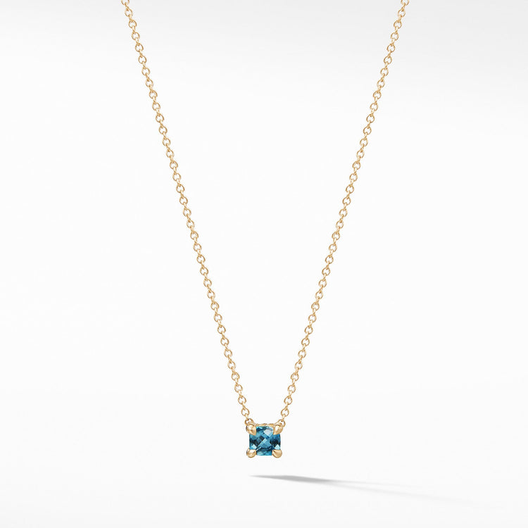 Chatelaine Kids Necklace with Hampton Blue Topaz in 18K Gold, 4mm - David Yurman- Diamond Cellar