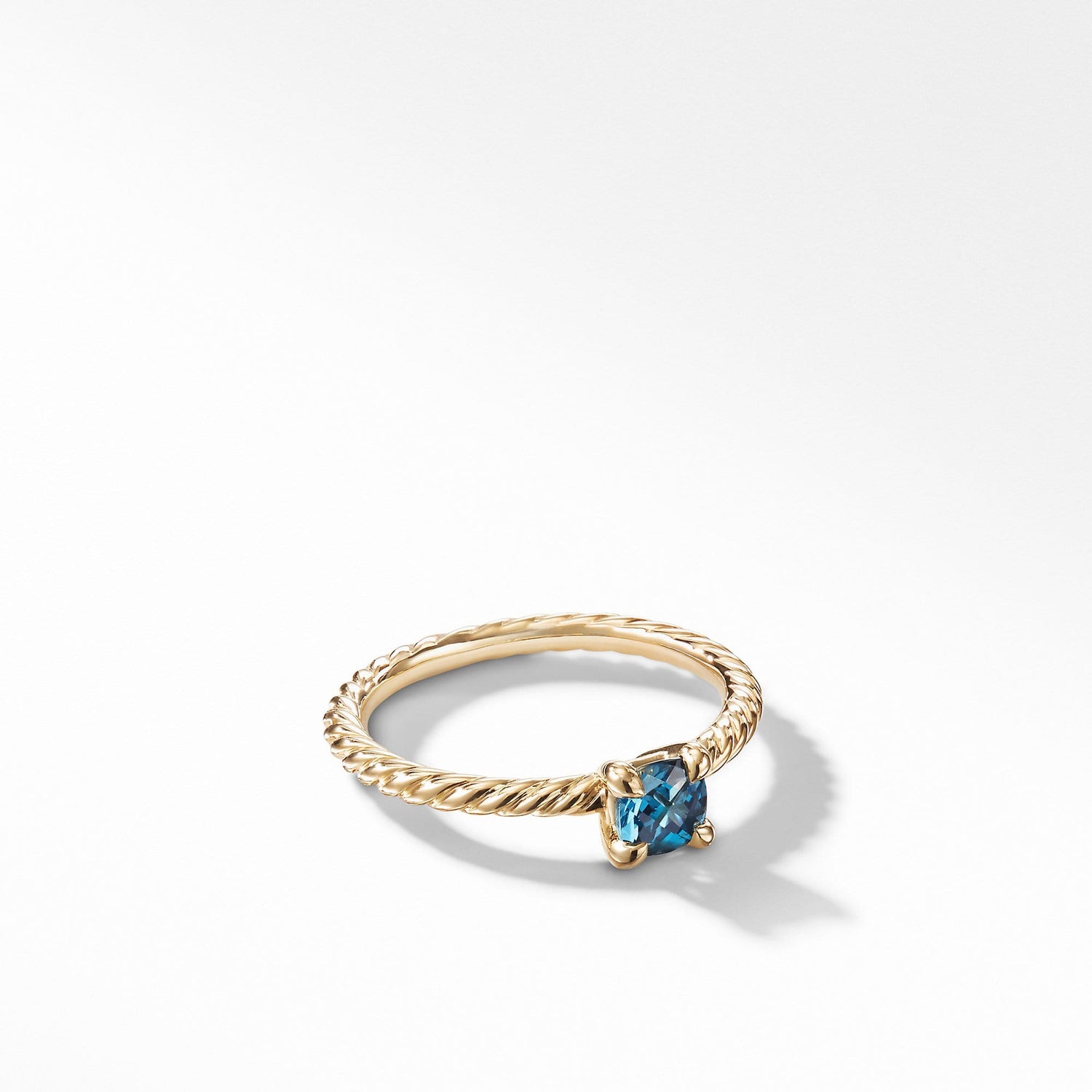 Chatelaine Kids Ring with Hampton Blue Topaz in 18K Gold, 4mm - David Yurman- Diamond Cellar