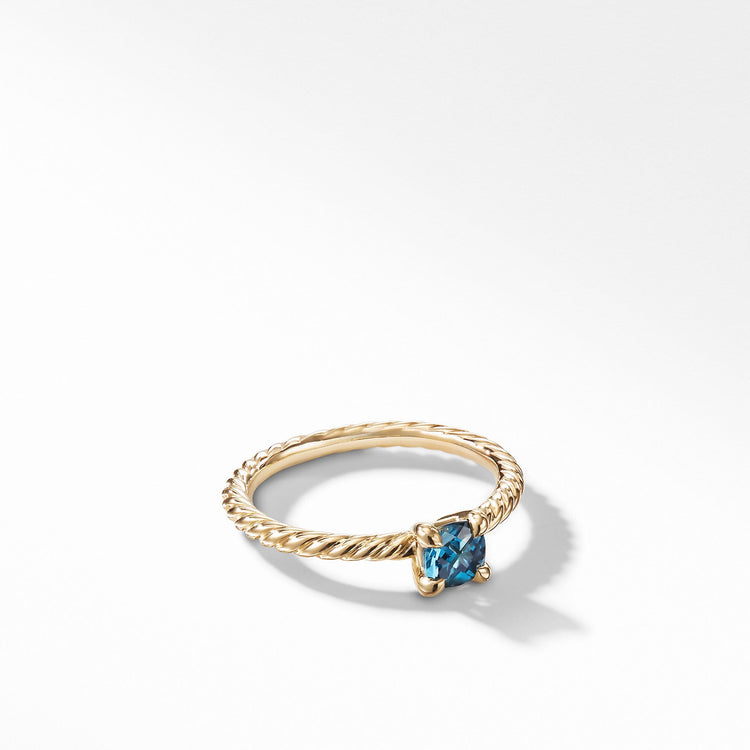 Chatelaine Kids Ring with Hampton Blue Topaz in 18K Gold, 4mm - David Yurman- Diamond Cellar