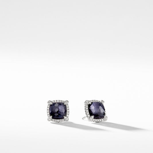 Chatelaine Pave Bezel Earring with Black Orchid and Diamonds mm - David Yurman- Diamond Cellar