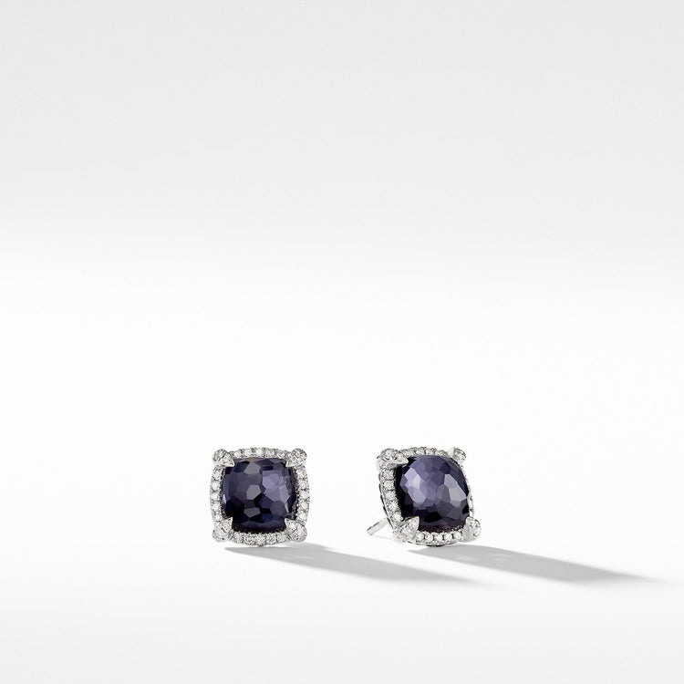Chatelaine Pave Bezel Earring with Black Orchid and Diamonds mm - David Yurman- Diamond Cellar