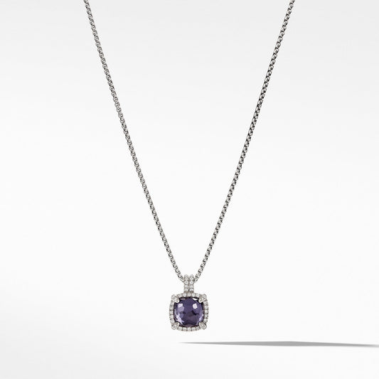 Chatelaine Pave Bezel Pendant Necklace with Black Orchard and Diamonds, 9mm - David Yurman- Diamond Cellar