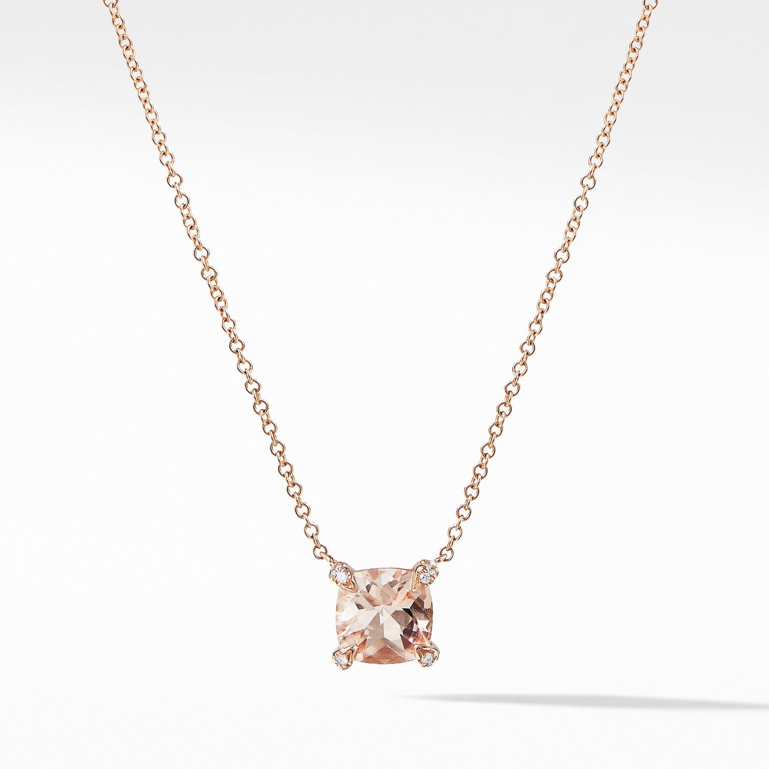 Chatelaine Pendant Necklace with Diamonds in 18K Rose Gold with Morganite - David Yurman- Diamond Cellar