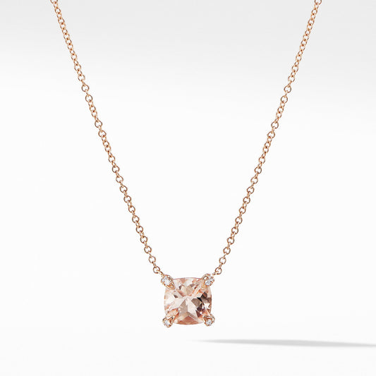 Chatelaine Pendant Necklace with Diamonds in 18K Rose Gold with Morganite - David Yurman- Diamond Cellar