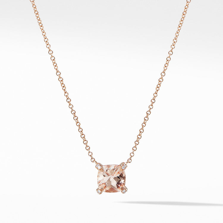 Chatelaine Pendant Necklace with Diamonds in 18K Rose Gold with Morganite - David Yurman- Diamond Cellar