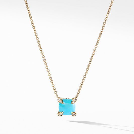 Châtelaine Pendant Necklace with Turquoise and Diamonds in 18K Gold - David Yurman- Diamond Cellar