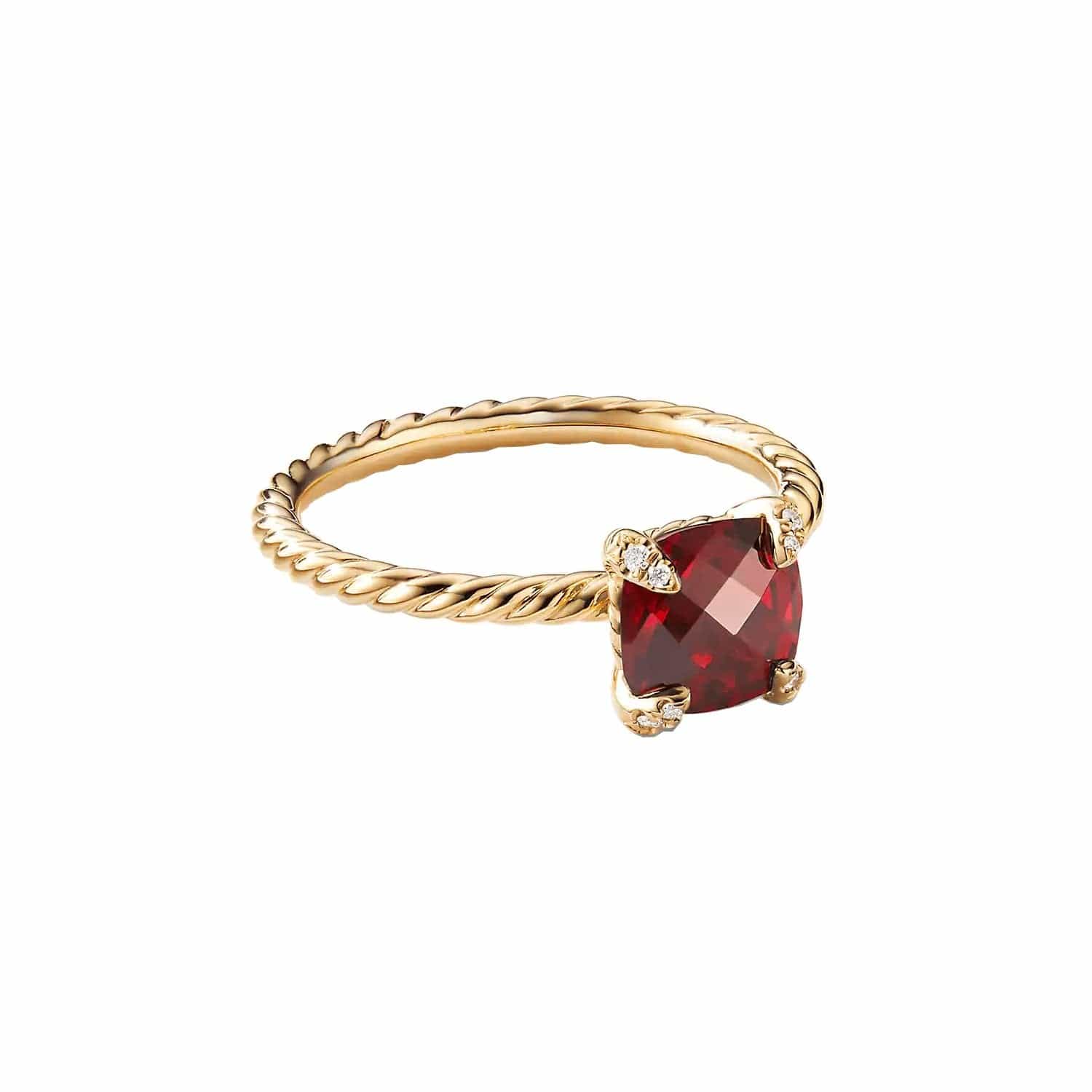 Châtelaine Ring in Rhodolite Garnet with Diamond Accents - David Yurman- Diamond Cellar