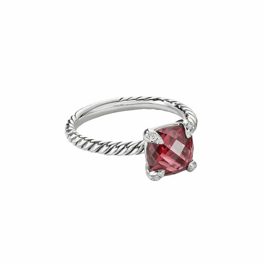 Châtelaine Ring in Rhodolite Garnet with Diamond Accents - David Yurman- Diamond Cellar