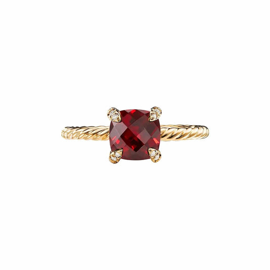 Châtelaine Ring in Rhodolite Garnet with Diamond Accents - David Yurman- Diamond Cellar