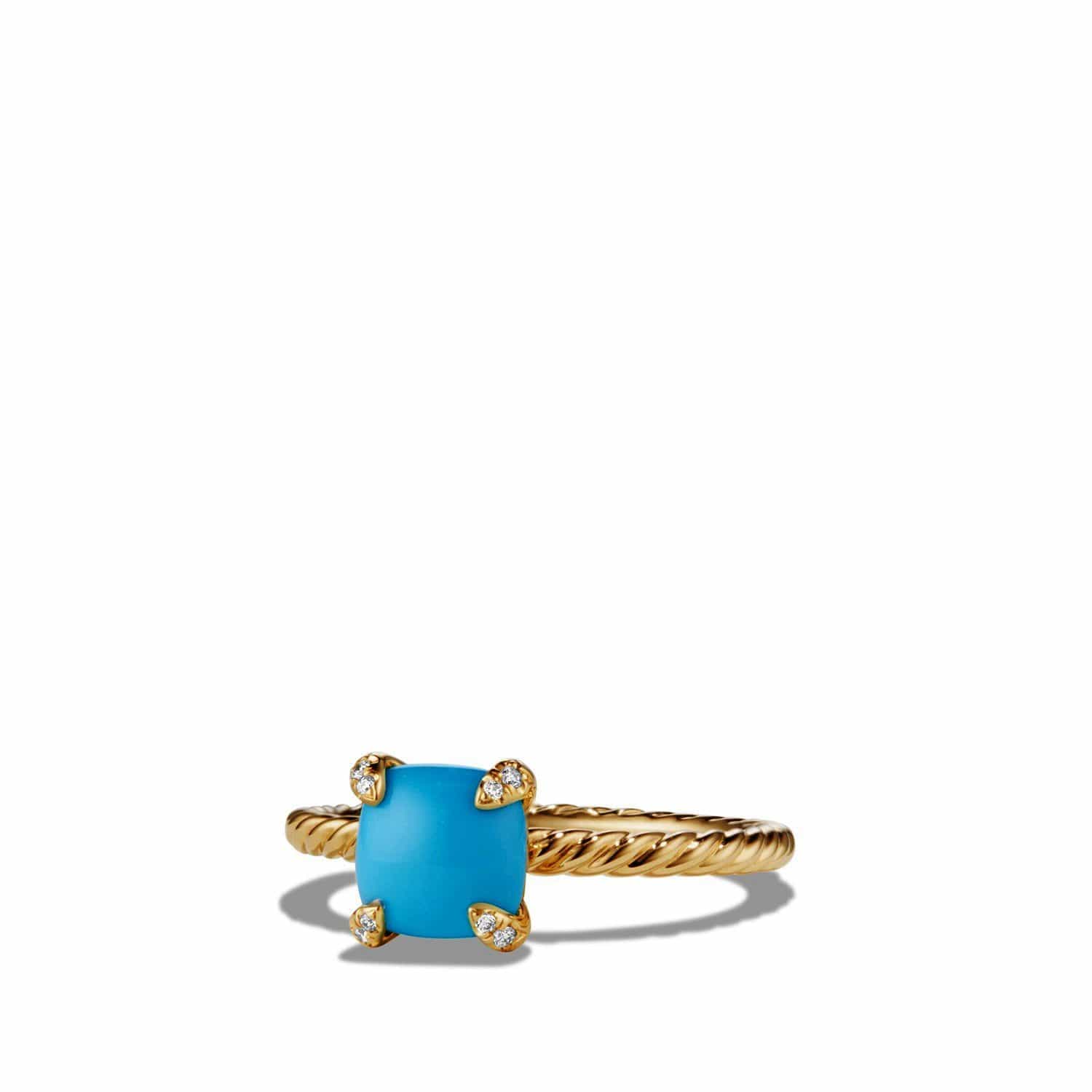 Chatelaine Ring with Turquoise and Diamonds in 18K Gold - David Yurman- Diamond Cellar