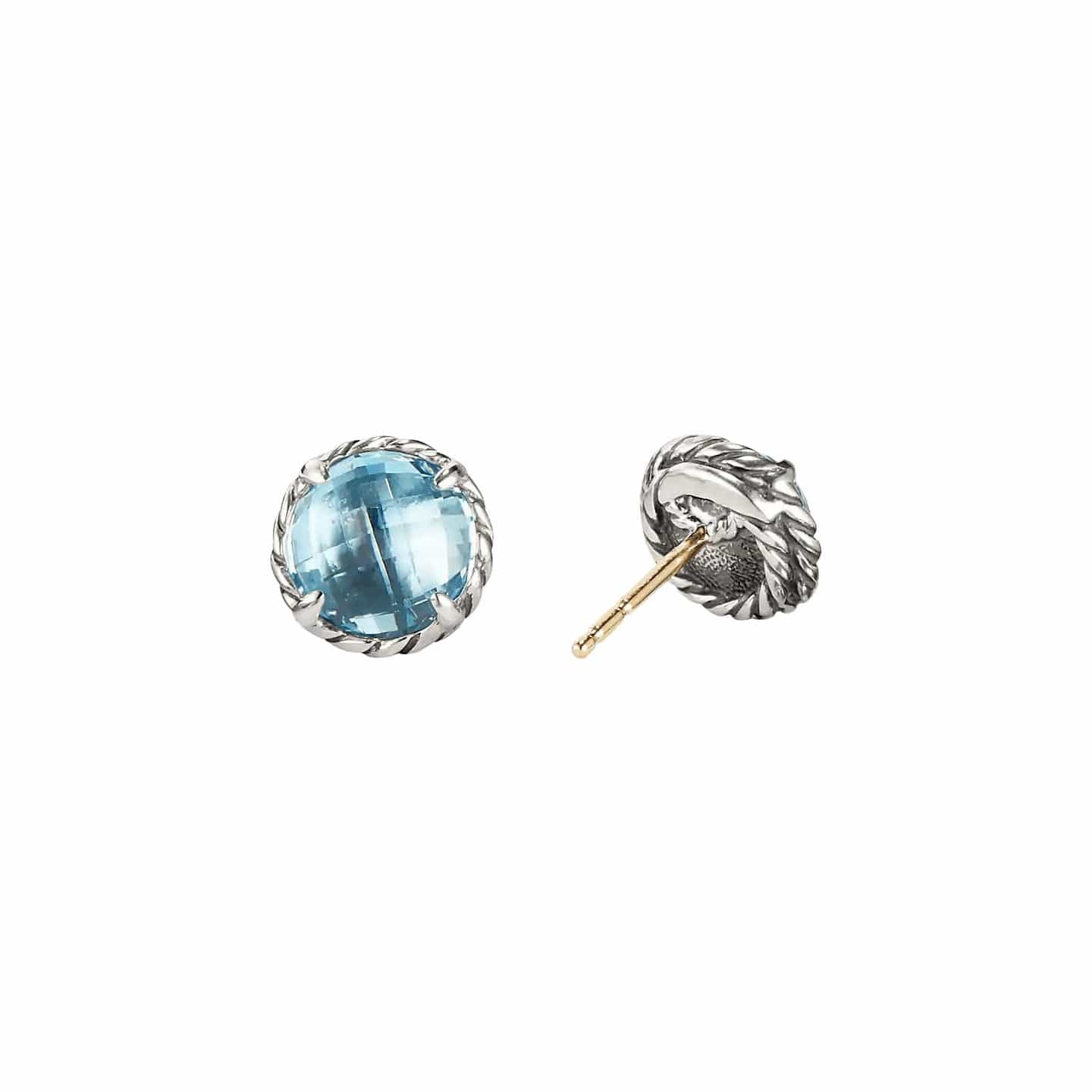 Châtelaine Stud Earrings in Blue Topaz - David Yurman- Diamond Cellar