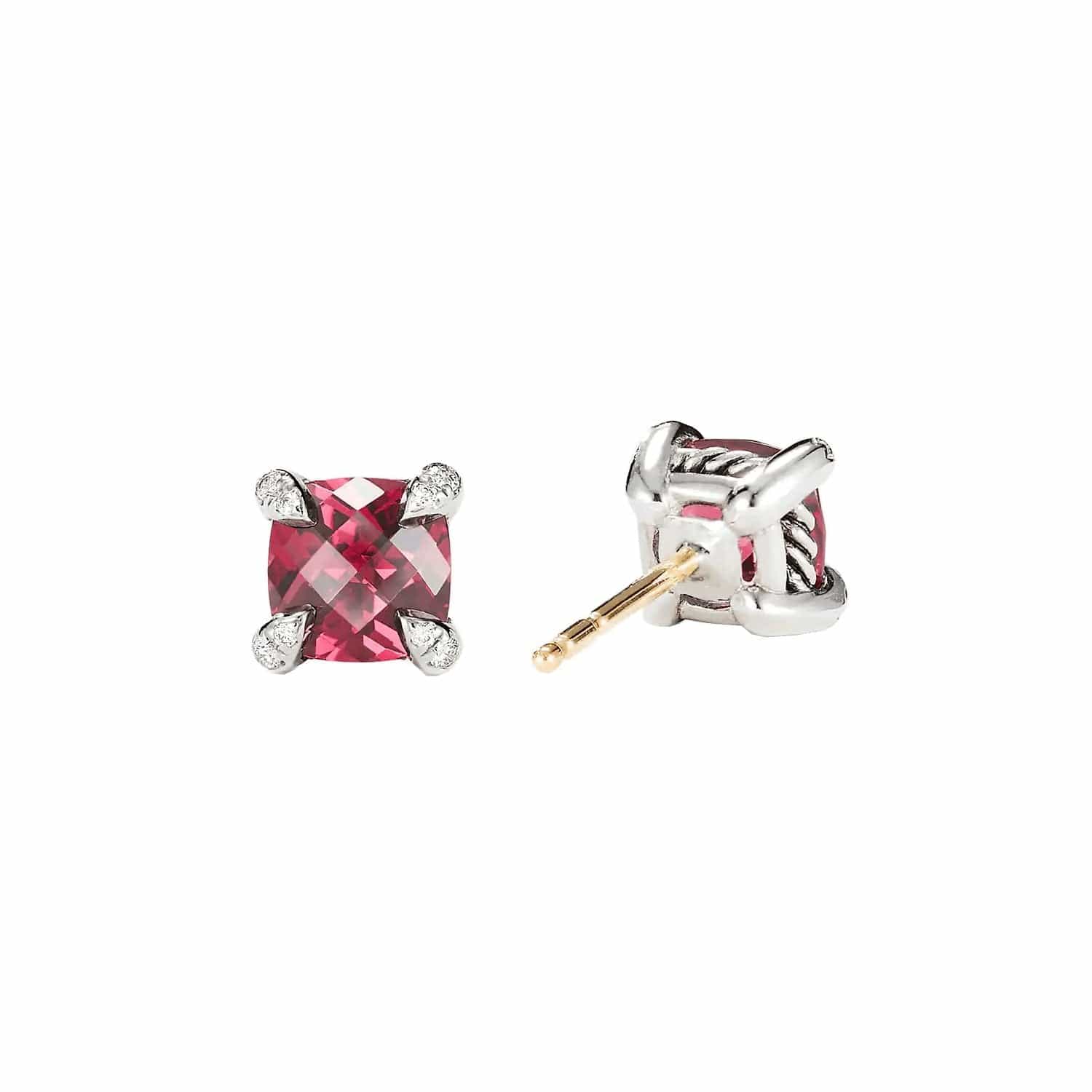 Châtelaine Stud Earrings in Garnet with Diamond Accents - David Yurman- Diamond Cellar