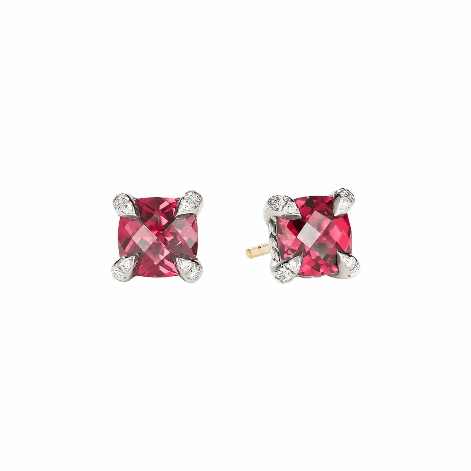Châtelaine Stud Earrings in Garnet with Diamond Accents - David Yurman- Diamond Cellar