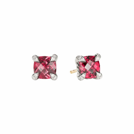 Châtelaine Stud Earrings in Garnet with Diamond Accents - David Yurman- Diamond Cellar