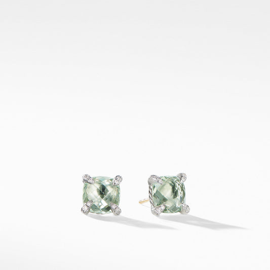 Chatelaine Stud Earrings with Prasiolite and Diamonds - David Yurman- Diamond Cellar