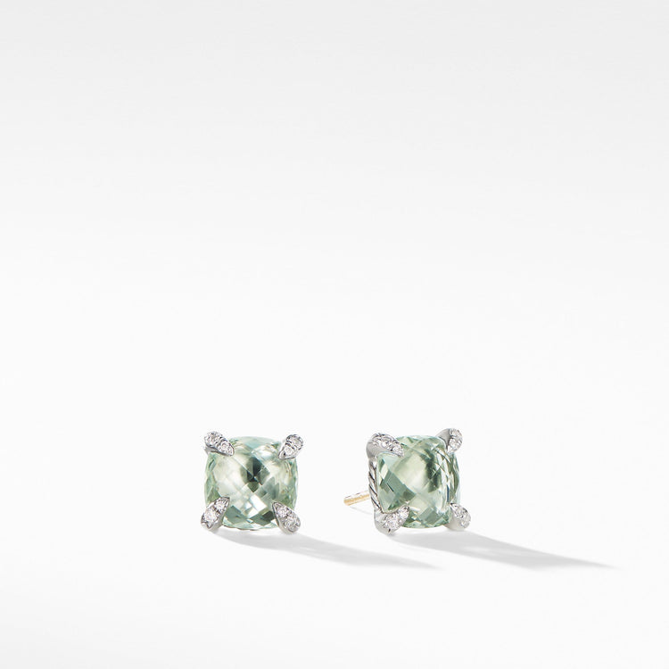 Chatelaine Stud Earrings with Prasiolite and Diamonds - David Yurman- Diamond Cellar