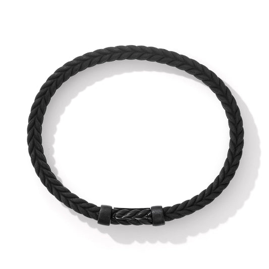 Chevron Black Rubber Bracelet with Black Titanium - David Yurman- Diamond Cellar