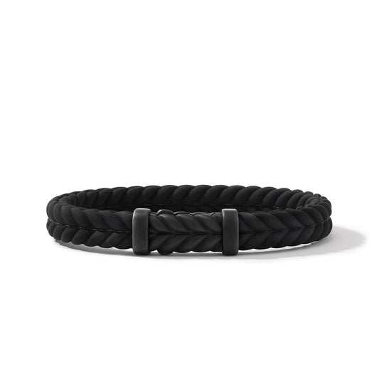 Chevron Black Rubber Bracelet with Black Titanium - David Yurman- Diamond Cellar