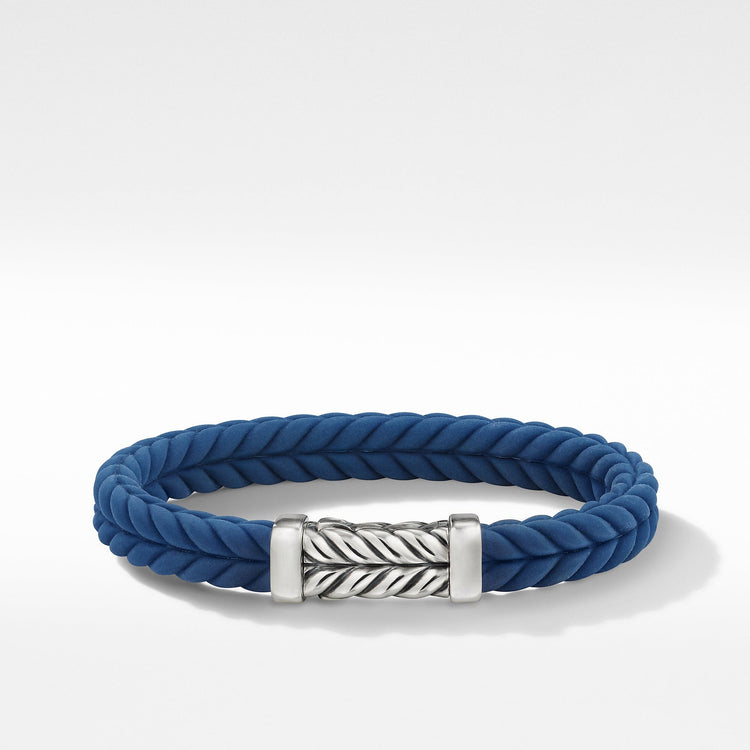 Chevron Blue Rubber Link Bracelet - David Yurman- Diamond Cellar