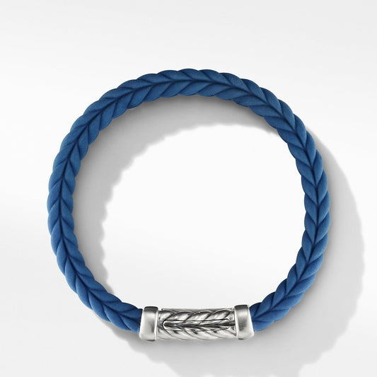 Chevron Blue Rubber Link Bracelet - David Yurman- Diamond Cellar
