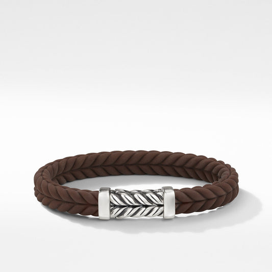 Chevron Brown Rubber Link Bracelet - David Yurman- Diamond Cellar