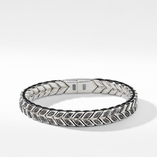 Chevron Woven Bracelet with Black Diamonds - David Yurman- Diamond Cellar