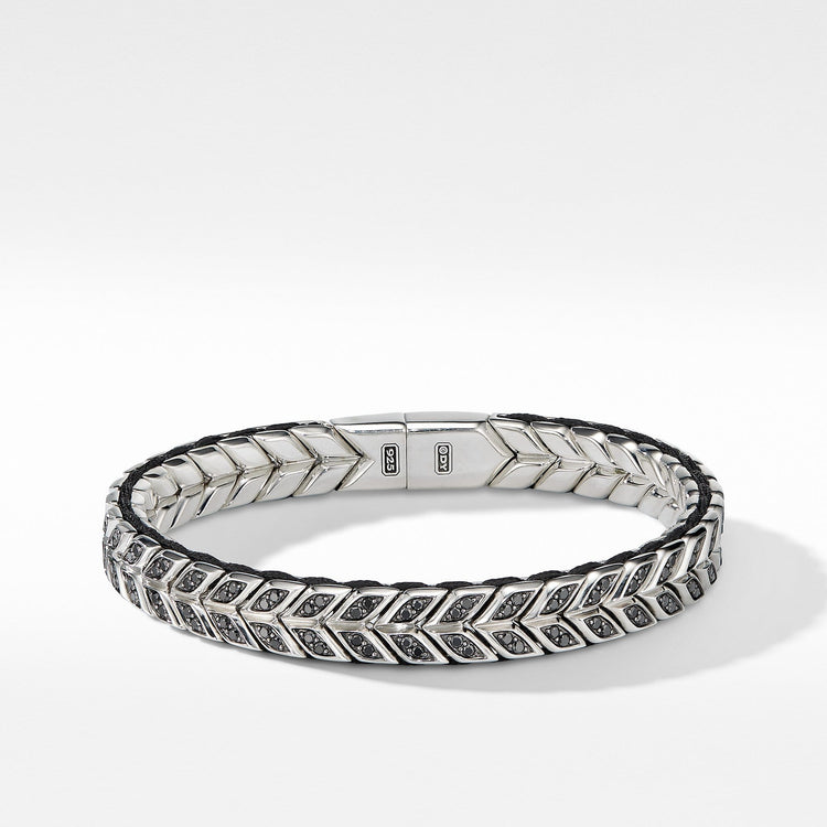 Chevron Woven Bracelet with Black Diamonds - David Yurman- Diamond Cellar