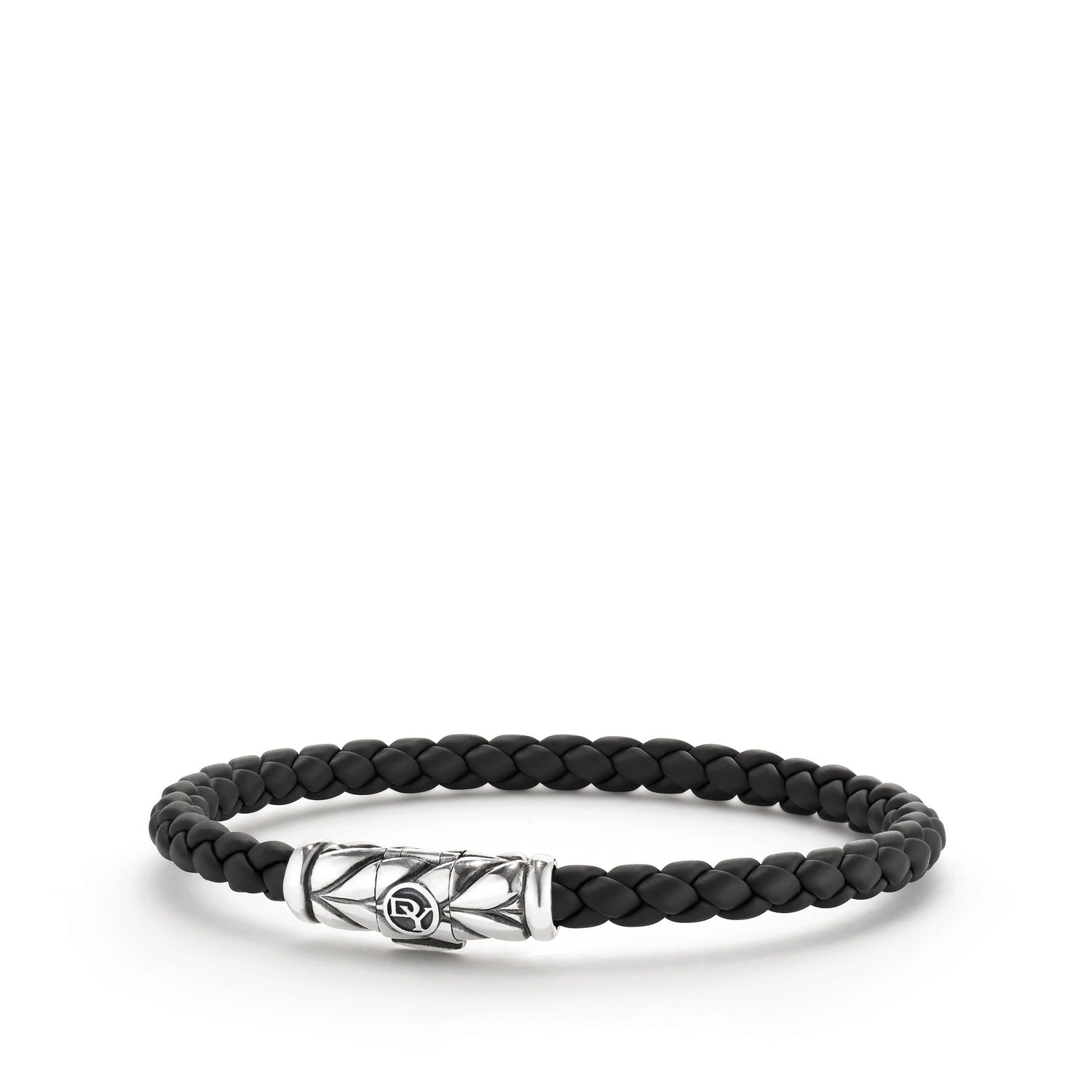 Chevron Woven Rubber Bracelet in Black - David Yurman- Diamond Cellar