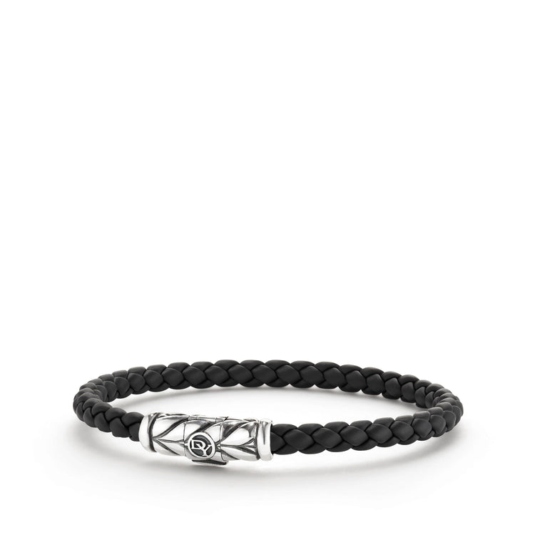 Chevron Woven Rubber Bracelet in Black - David Yurman- Diamond Cellar