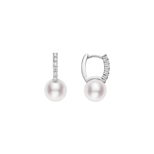 Classic Elegance Akoya Pearl & Diamond Earrings - Mikimoto- Diamond Cellar
