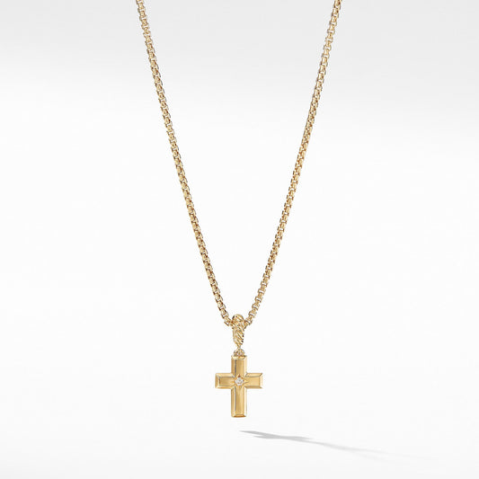 Cross Pendant in 18K Yellow Gold with Diamonds - David Yurman- Diamond Cellar