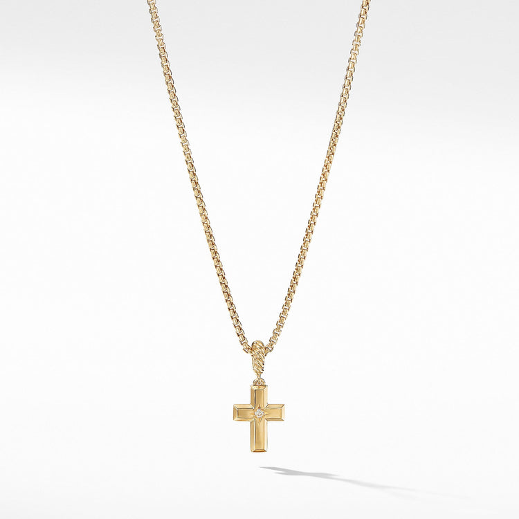 Cross Pendant in 18K Yellow Gold with Diamonds - David Yurman- Diamond Cellar