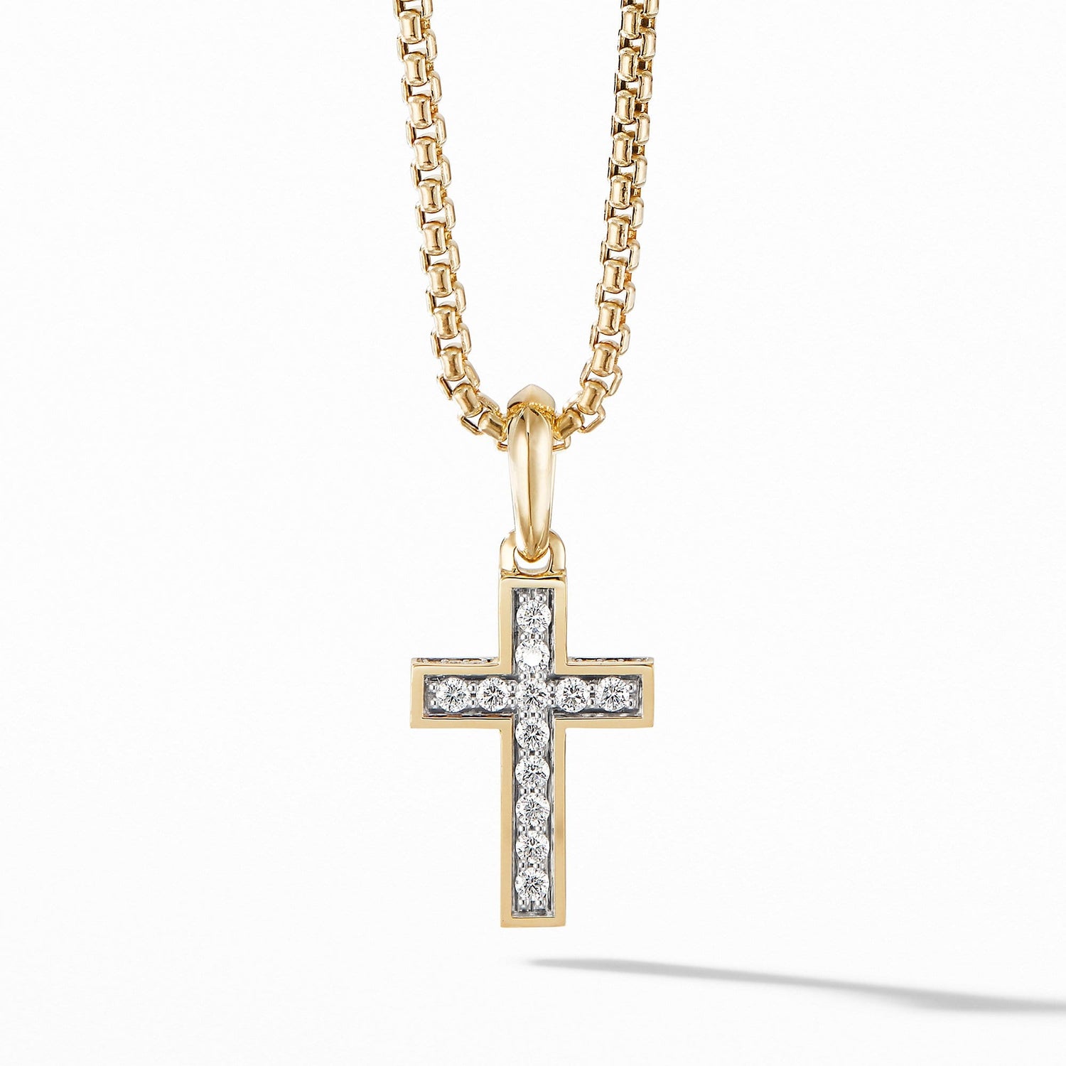 Cross Pendant in 18K Yellow Gold with Pave Diamonds - David Yurman- Diamond Cellar