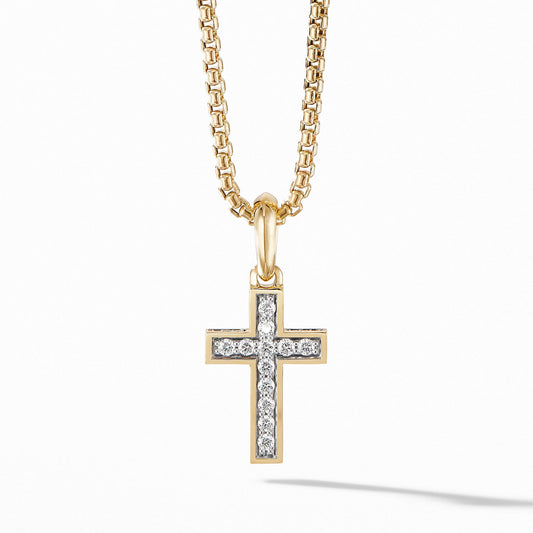 Cross Pendant in 18K Yellow Gold with Pave Diamonds - David Yurman- Diamond Cellar