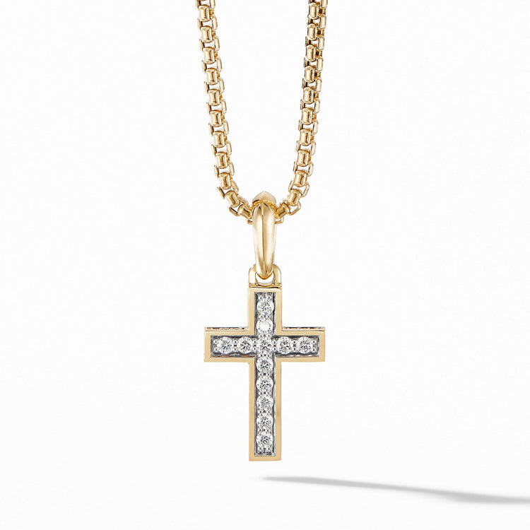 Cross Pendant in 18K Yellow Gold with Pave Diamonds - David Yurman- Diamond Cellar