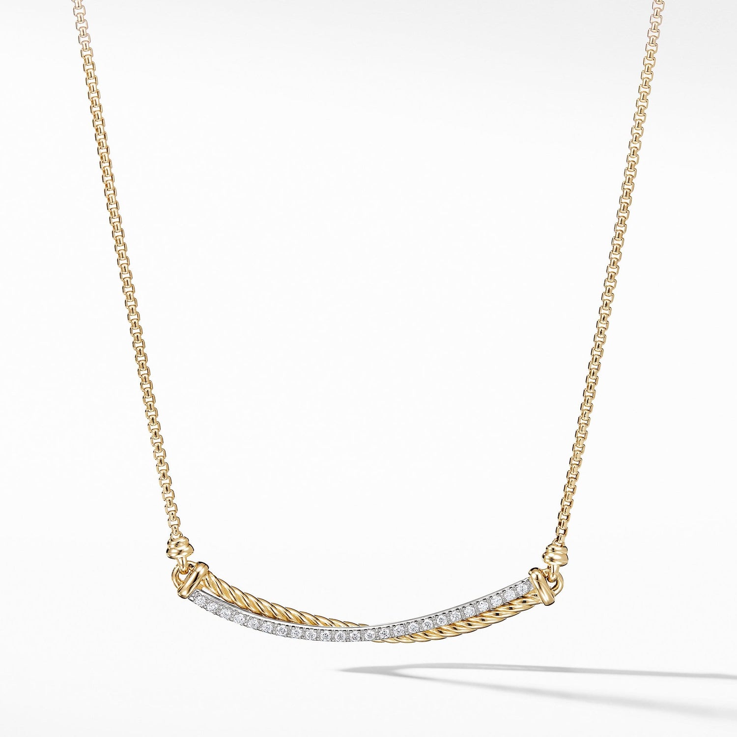 Crossover Bar Necklace in 18K Gold with Diamonds - David Yurman- Diamond Cellar