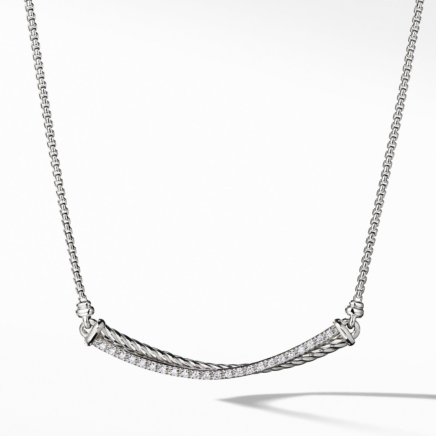 Crossover Bar Necklace with Diamonds - David Yurman- Diamond Cellar