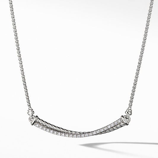 Crossover Bar Necklace with Diamonds - David Yurman- Diamond Cellar