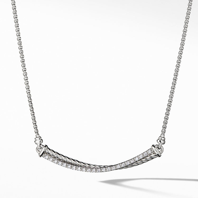 Crossover Bar Necklace with Diamonds - David Yurman- Diamond Cellar