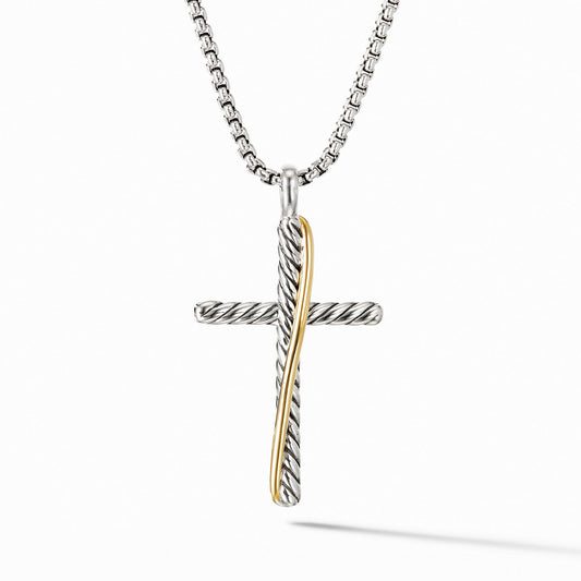 Crossover Cross Necklace with 18K Yellow Gold - David Yurman- Diamond Cellar