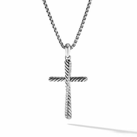 Crossover Cross Pendant with Pave Diamonds - David Yurman- Diamond Cellar