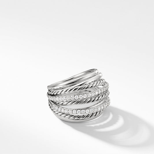 Crossover Dome Ring with Diamonds - David Yurman- Diamond Cellar