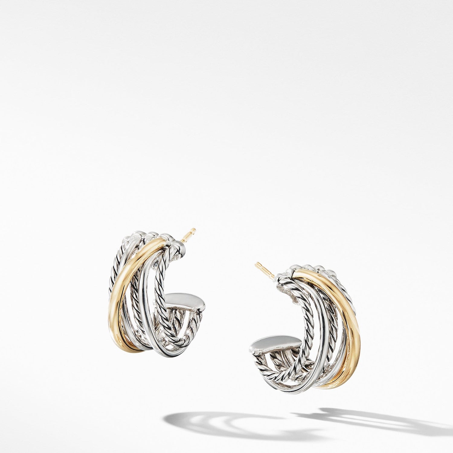 Crossover Huggie Hoop Earrings with 18K Yellow Gold - David Yurman- Diamond Cellar