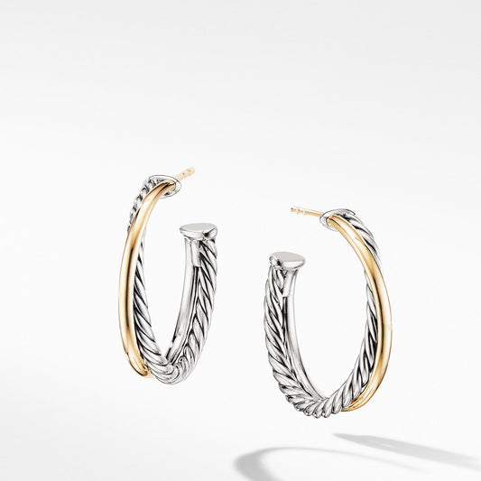 Crossover Medium Hoop Earrings with 18K Yellow Gold - David Yurman- Diamond Cellar