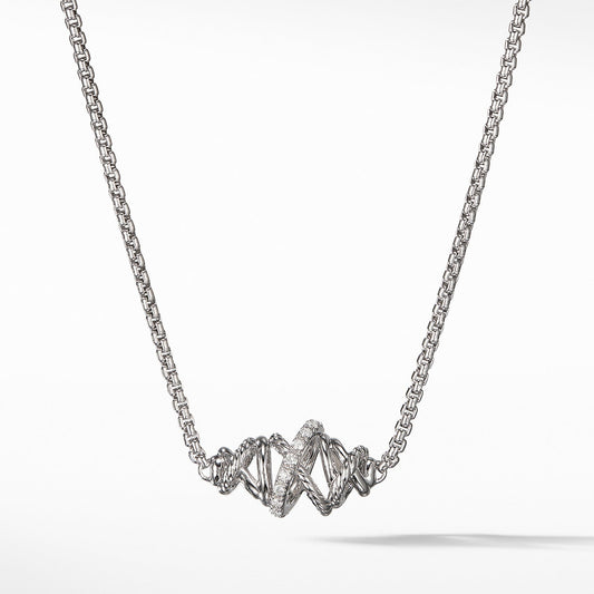 Crossover Single Station Necklace with Diamonds - David Yurman- Diamond Cellar