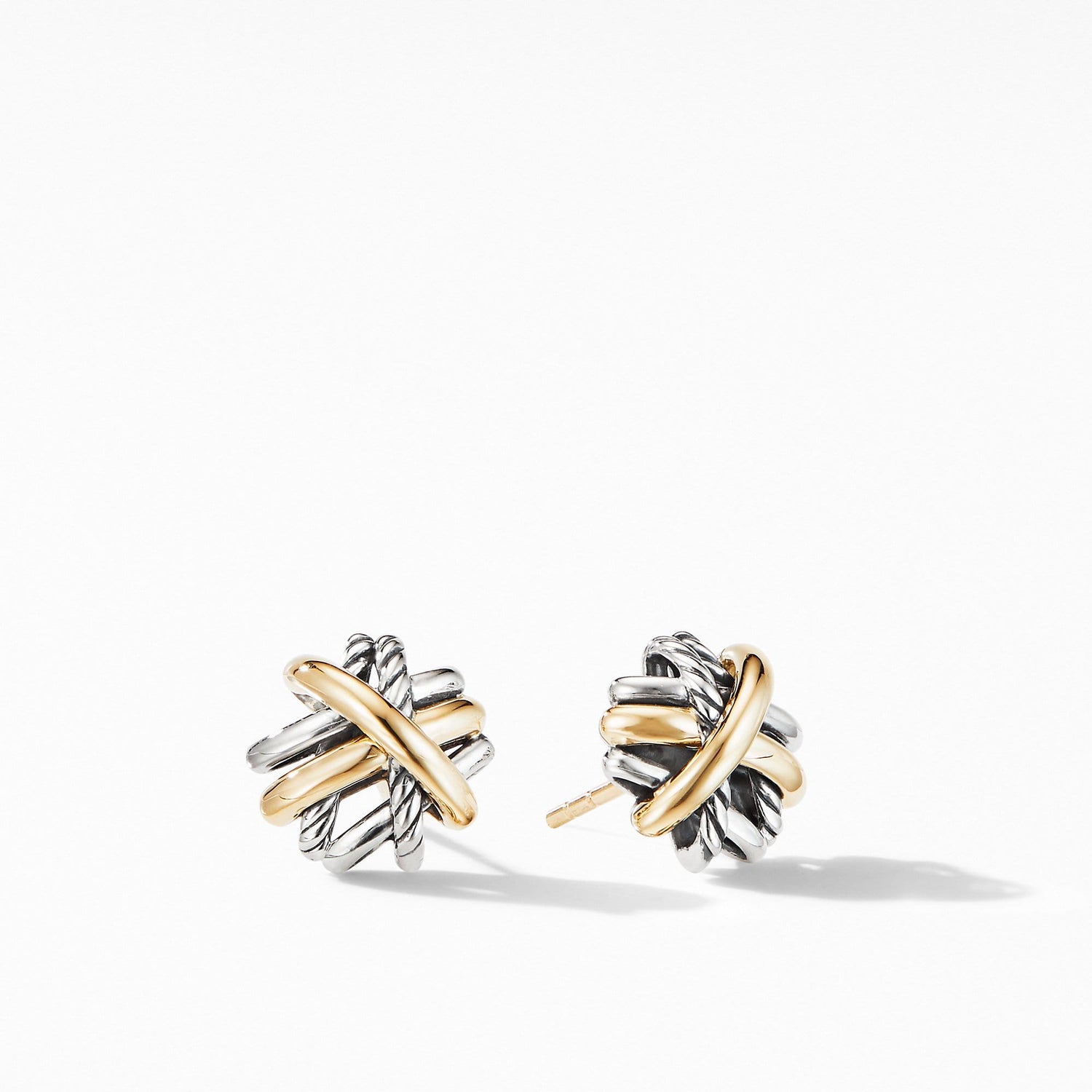 Crossover Stud Earrings with 18K Yellow Gold - David Yurman- Diamond Cellar